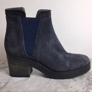 nak Greece 🇬🇷 Blue Suede Platform Pull On Ankle Boots Sz EU 40/US 9